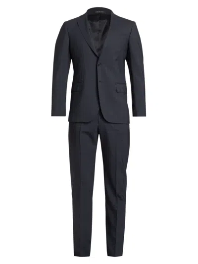 Saks Fifth Avenue Men's Collection Plaid Wool Single-breasted Suit In Navy