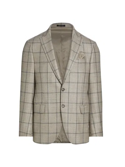 Saks Fifth Avenue Men's Collection Plaid Wool-blend Sportcoat In White