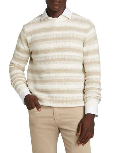Saks Fifth Avenue Men's Collection Raised Stripe Crewneck Sweater In Cream
