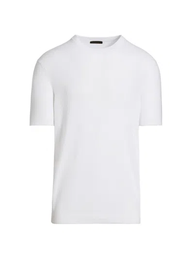 Saks Fifth Avenue Men's Collection Rib-knit Short-sleeve Sweater In White