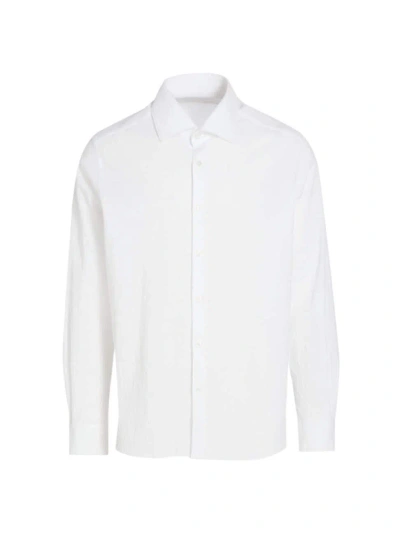 Saks Fifth Avenue Men's Collection Seersucker Cotton Button-front Shirt In White