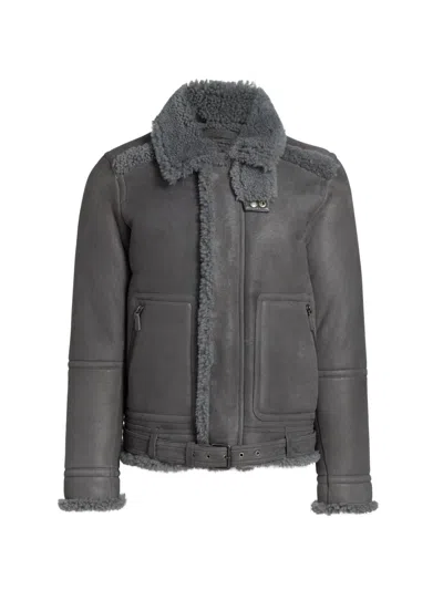 Saks Fifth Avenue Men's Collection Shearling Moto Bomber Jacket In Gray