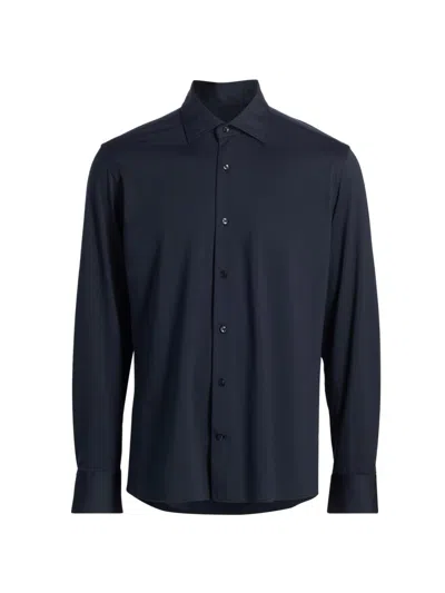 Saks Fifth Avenue Men's Collection Stretch Soild Shirt In Blue