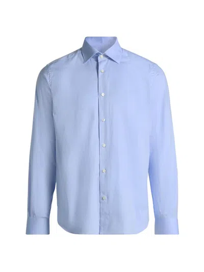 Saks Fifth Avenue Men's Collection Stretch-cotton Button-front Shirt In Blue