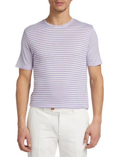 Saks Fifth Avenue Men's Collection Stripe Slim Fit T Shirt In Purple