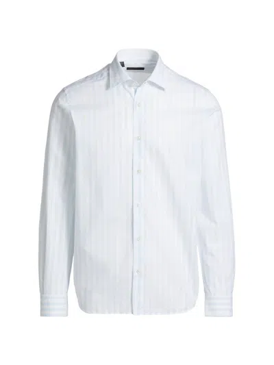 Saks Fifth Avenue Men's Collection Striped Button-front Shirt In Blue