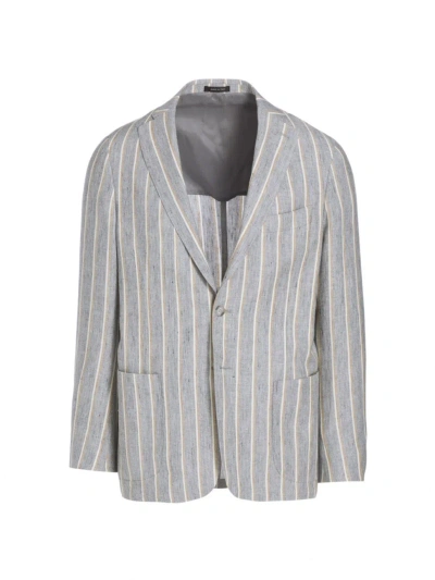 Saks Fifth Avenue Men's Collection Striped Linen Two-button Sport Coat In Mirage Gray