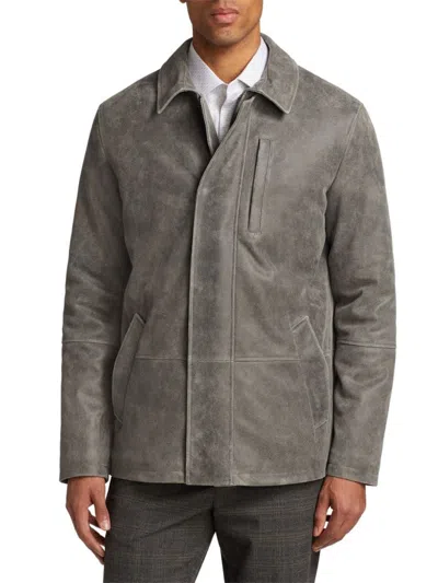 Saks Fifth Avenue Men's Collection Suede Zip Jacket In Gunmetal