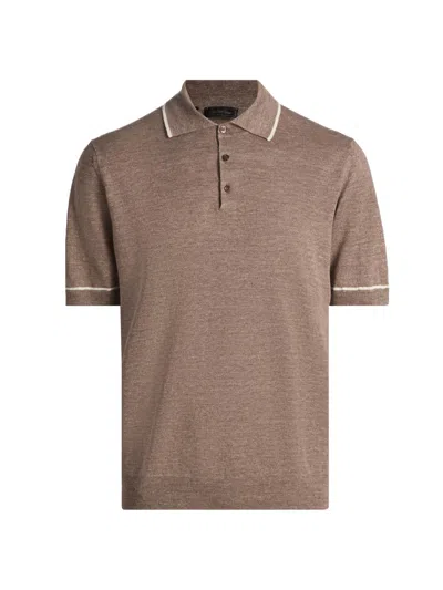 Saks Fifth Avenue Men's Collection Tipped Linen-cotton Knit Polo Shirt In Multi