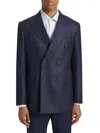 Saks Fifth Avenue Men's Collection Tonal Double-breasted Windowpane Sportcoat In Navy