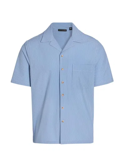 Saks Fifth Avenue Men's Collection Tonal Microstripe Camp Shirt In Blue
