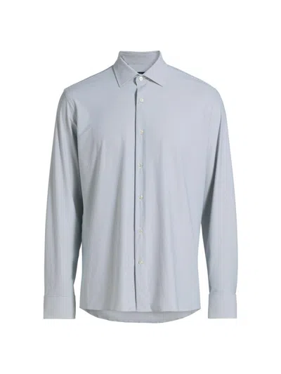 Saks Fifth Avenue Men's Collection Vertical Mini-striped Button-front Shirt In Blue