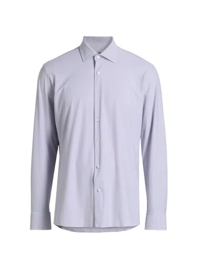 Saks Fifth Avenue Men's Collection Vertical Mini-striped Button-front Shirt In Blue