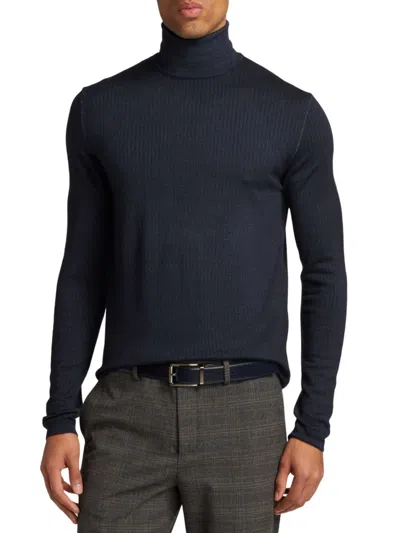 Saks Fifth Avenue Men's Collection Vertical Ribbed Turtleneck Sweater In Blue