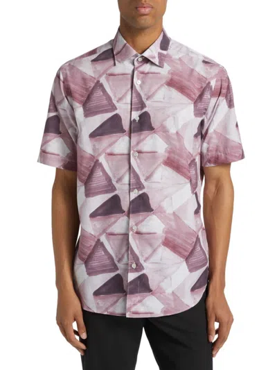 Saks Fifth Avenue Men's Collection Watercolor Button-front Shirt In Pink