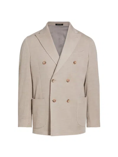 Saks Fifth Avenue Men's Collection Wool Double-breasted Sport Coat In Cream