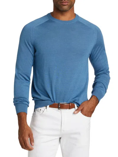 Saks Fifth Avenue Men's Collection Wool-silk Lightweight Crewneck Sweater In Medium Blue
