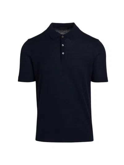 Saks Fifth Avenue Men's Collection Wool-blend Jersey Polo Shirt In Blue