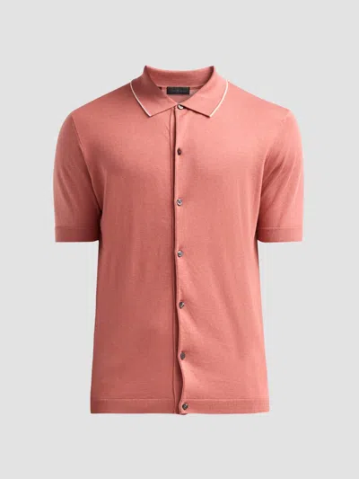 Saks Fifth Avenue Men's Cotton And Silk Knit Tipped-collar Sweater In Pink