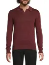 Saks Fifth Avenue Men's Cotton-blend Long-sleeve Polo Shirt In Burgundy