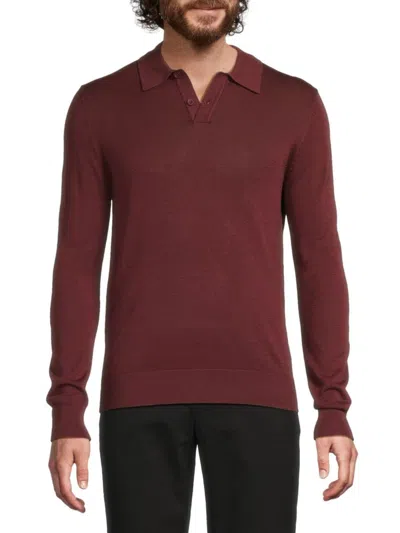 Saks Fifth Avenue Men's Cotton-blend Long-sleeve Polo Shirt In Burgundy