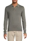 Saks Fifth Avenue Men's Cotton-blend Long-sleeve Polo Shirt In Gray