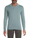 Saks Fifth Avenue Men's Cotton-blend Long-sleeve Polo Shirt In Gray