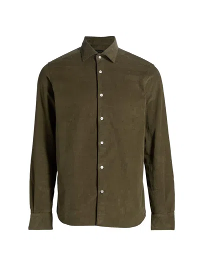 Saks Fifth Avenue Men's Cotton Corduroy Button-front Shirt In Green