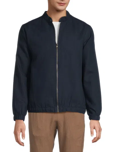 Saks Fifth Avenue Men's Cotton-linen Bomber Jacket In Marine Navy