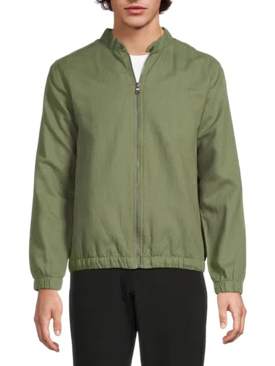 Saks Fifth Avenue Men's Cotton-linen Bomber Jacket In Olive Branch