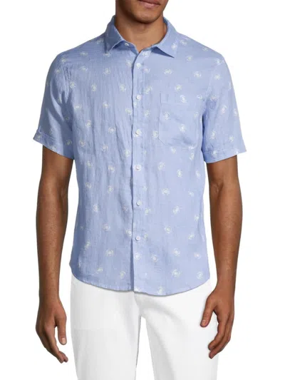 Saks Fifth Avenue Men's Crab Linen Shirt In Sky Blue