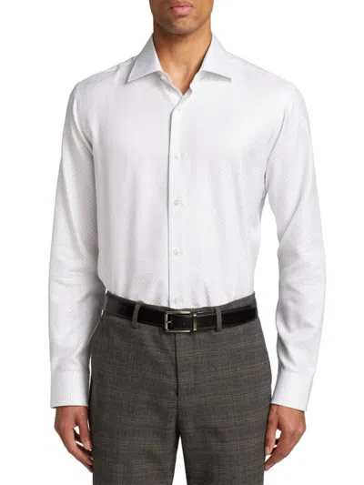 Saks Fifth Avenue Men's Diamond Dash Button-front Shirt In White