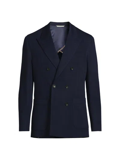Saks Fifth Avenue Men's Double-breasted Wool Blazer In Blue