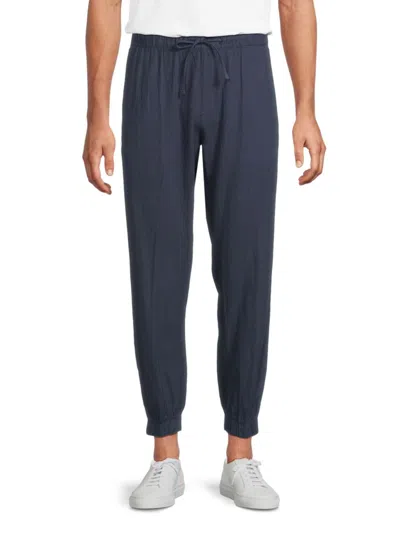 Saks Fifth Avenue Men's Linen Blend Drawstring Jogger Pants In Black