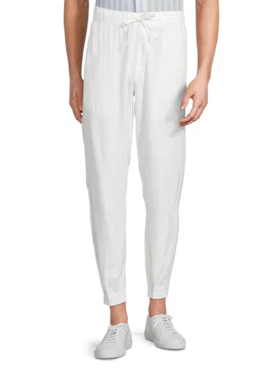 Saks Fifth Avenue Men's Linen Blend Drawstring Jogger Pants In White