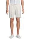 Saks Fifth Avenue Men's Linen-blend Microstripe Drawstring Shorts In Acorn