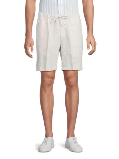 Saks Fifth Avenue Men's Linen-blend Microstripe Drawstring Shorts In Acorn