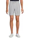 Saks Fifth Avenue Men's Linen-blend Microstripe Drawstring Shorts In Marine Navy