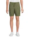 Saks Fifth Avenue Men's Linen-blend Cargo Drawstring Shorts In Olive Branch