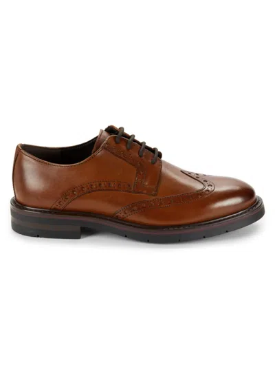 Saks Fifth Avenue Men's Ethan Brogue Leather Derby Shoes In Cognac