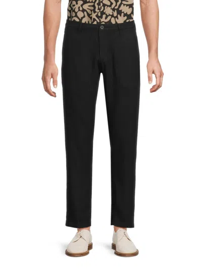 Saks Fifth Avenue Men's Linen-blend Flat Front Pants In Black