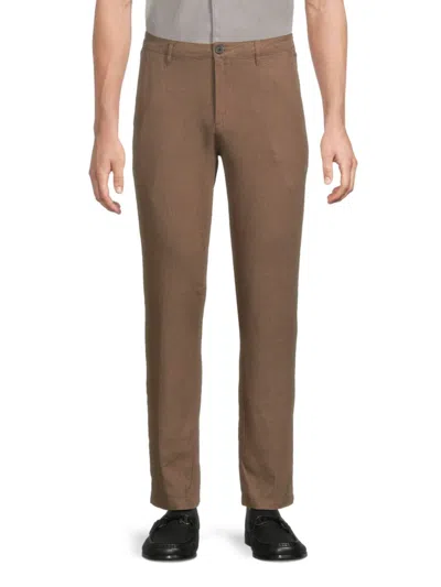 Saks Fifth Avenue Men's Linen-blend Flat Front Pants In Oak