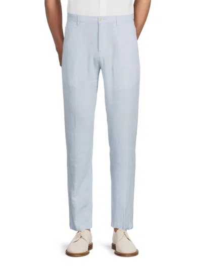 Saks Fifth Avenue Men's Linen-blend Flat Front Pants In Sky Blue