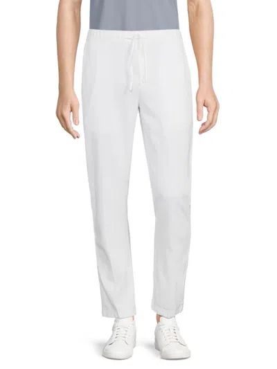 Saks Fifth Avenue Men's Flat Front Linen Blend Pants In White