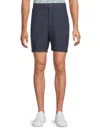 Saks Fifth Avenue Men's Linen-blend Flat-front Shorts In Marine Navy