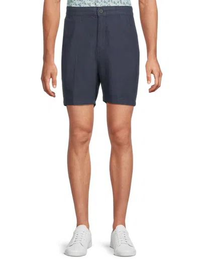 Saks Fifth Avenue Men's Linen-blend Flat-front Shorts In Marine Navy