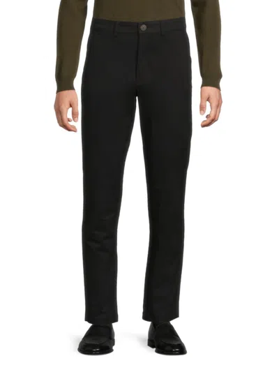 Saks Fifth Avenue Men's Flat Front Stretch Cotton Straight-leg Pants In Black