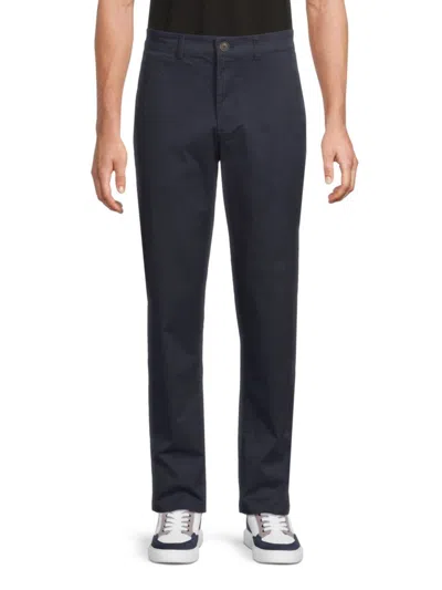 Saks Fifth Avenue Men's Flat Front Stretch Cotton Straight-leg Pants In Blue