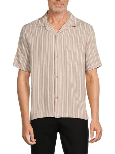 Saks Fifth Avenue Men's Linen Blend Camp Shirt In Acorn