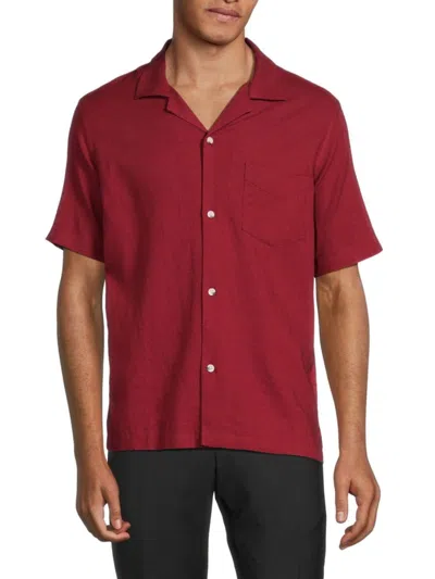 Saks Fifth Avenue Men's Linen Blend Camp Shirt In Sangria